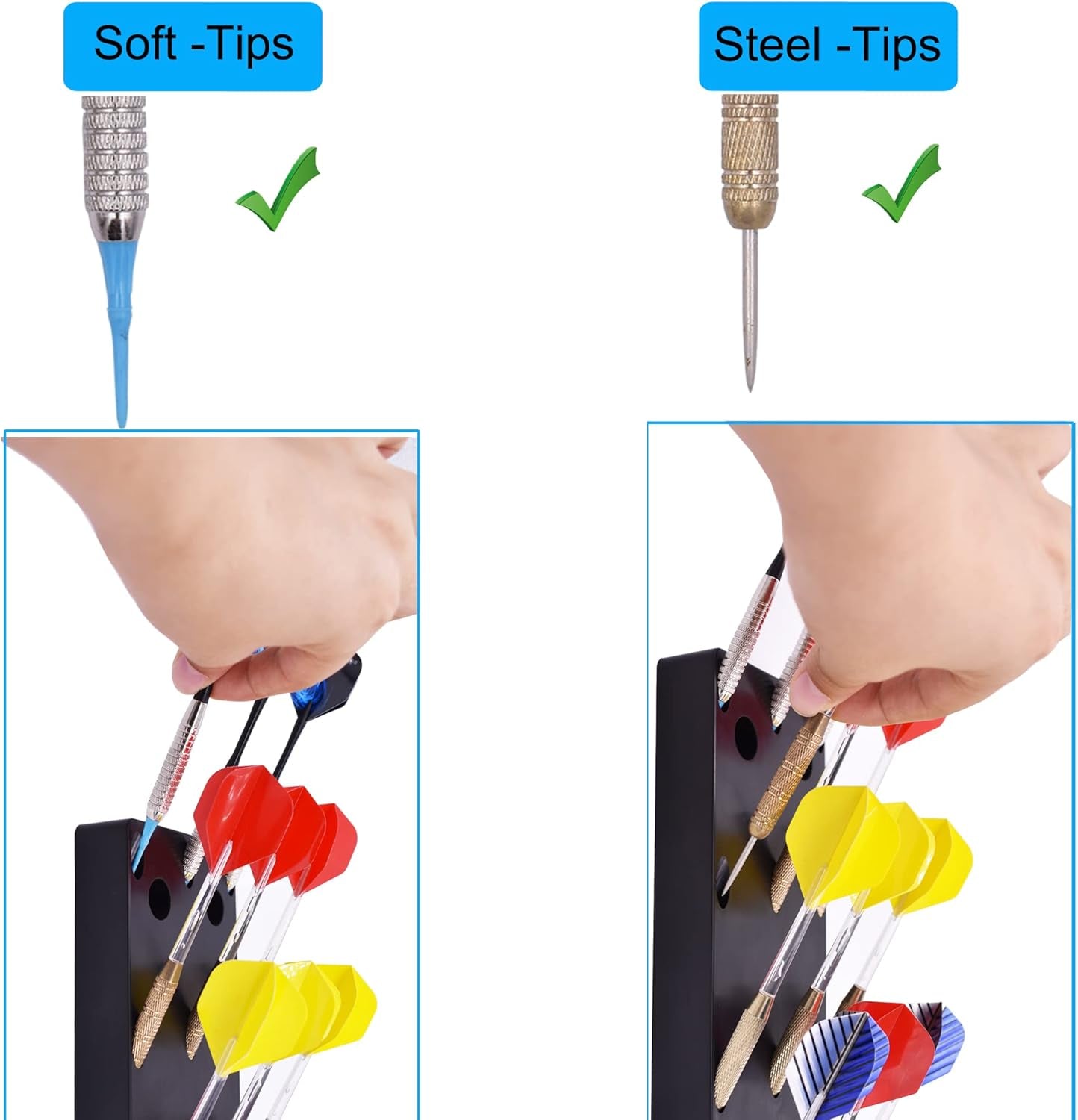 Dart Holder Wall Mount/Stand/Caddy/Display Rack Storage -Plastic -Hold 15 Steel or Soft Tip Darts W Screws -No Darts Included
