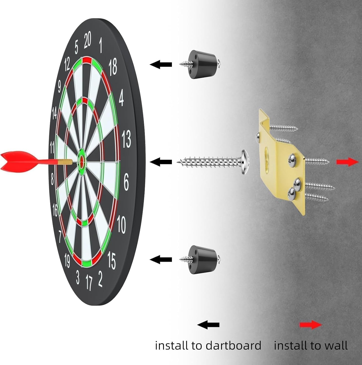 1Set Gold Metal Dartboard Hanger, Portable-Dartboard Mounting Bracket Kit, Dart Board Bracket Hanging Dartboards with Screws, Nails and Stabilisers Dart