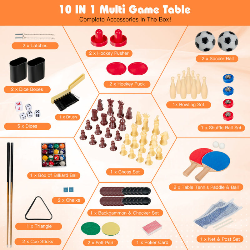 10-In-1 Multi Combo Game Table Set for Home