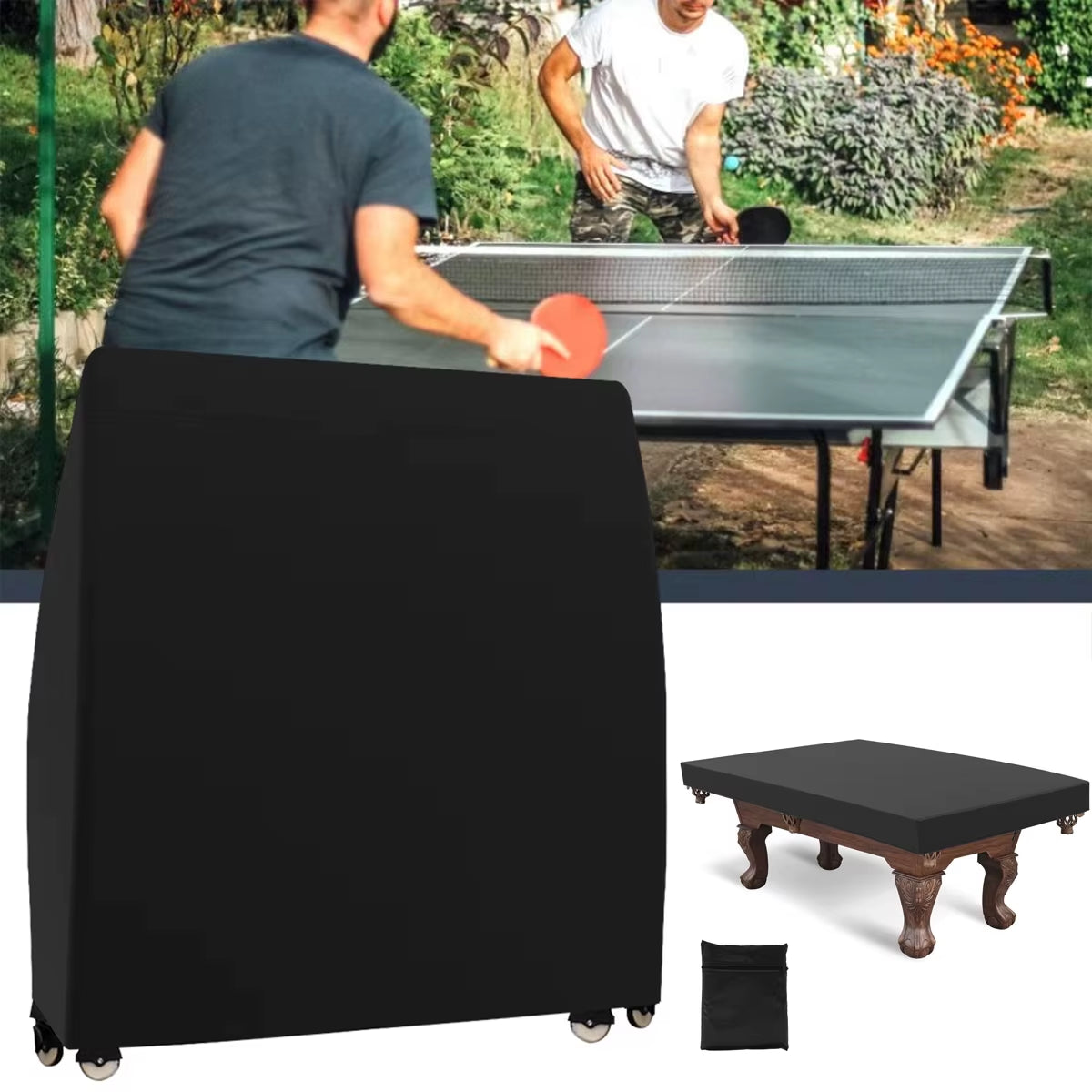 Ping Pong Table Cover Premium Heavy Duty Waterproof Cover Pool Table Cover for Outdoor Indoor Foldable Table Tennis Tables