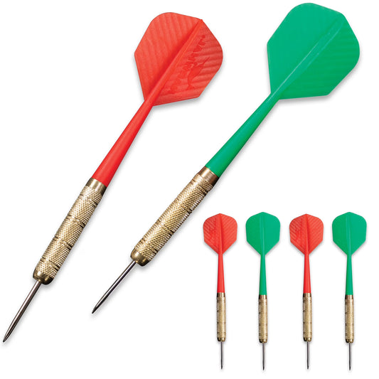 Recreational Steel Tip Dart Set for Bristle Dartboards, 15G, 5.6 In. 6 Pack for 2 Players