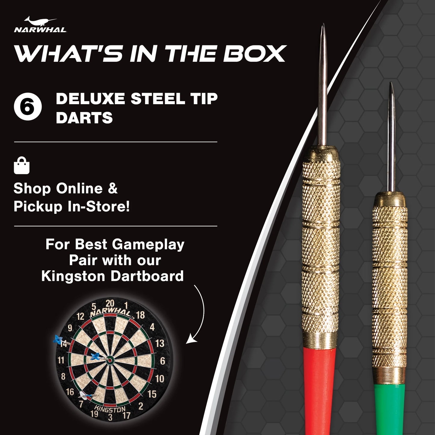 Recreational Steel Tip Dart Set for Bristle Dartboards, 15G, 5.6 In. 6 Pack for 2 Players