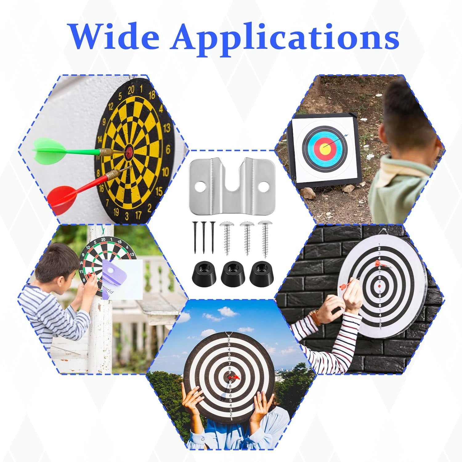 2Sets Dart Holder Wall Mount, Dart Board Wall Protectors, Dartboard Mounting Bracket Kit, Hang Board Mounting Bracket Kit Includes Screws, Nails, Stabilizers for Hanging Dartboard