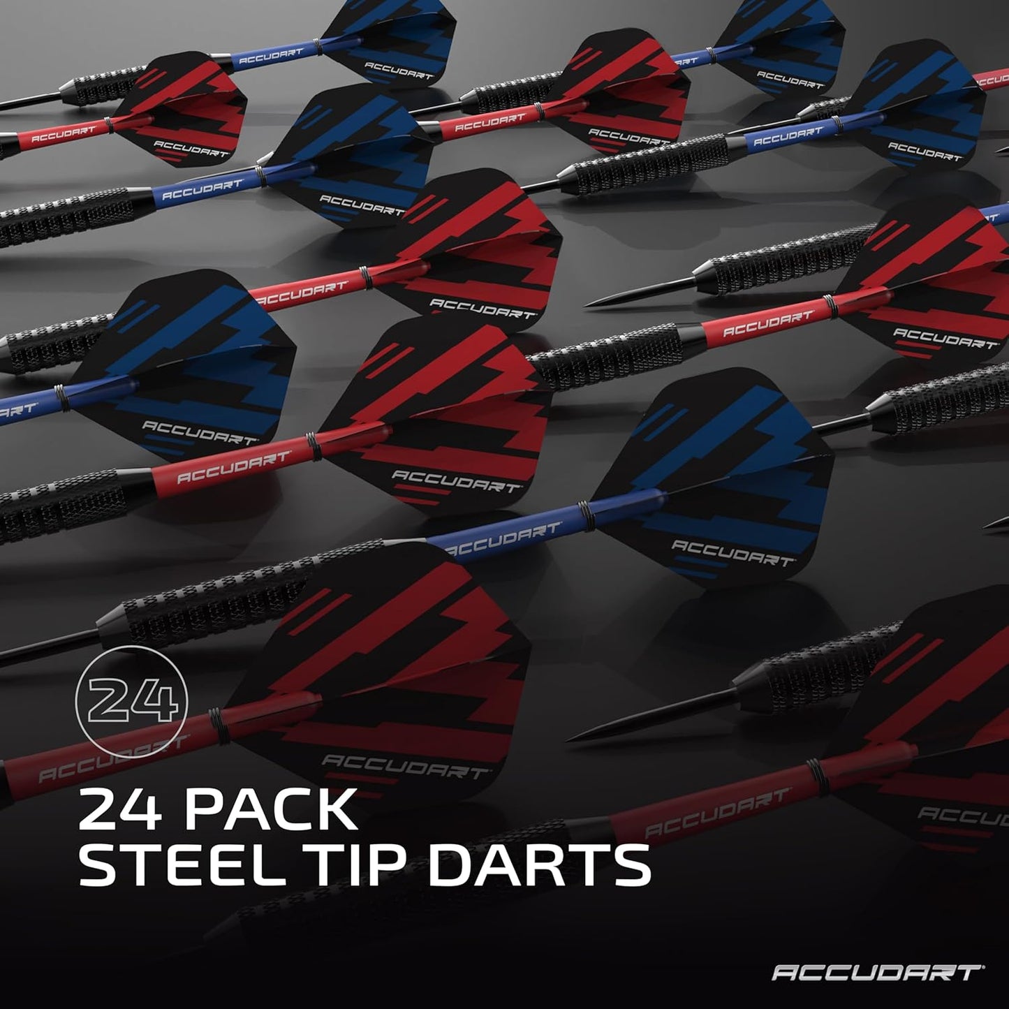 24Pk Steel Tip Dart Multi-Pack - Onyx Coated Steel Tip Barrel - Polycarbonate Shafts - Standard Poly Flights