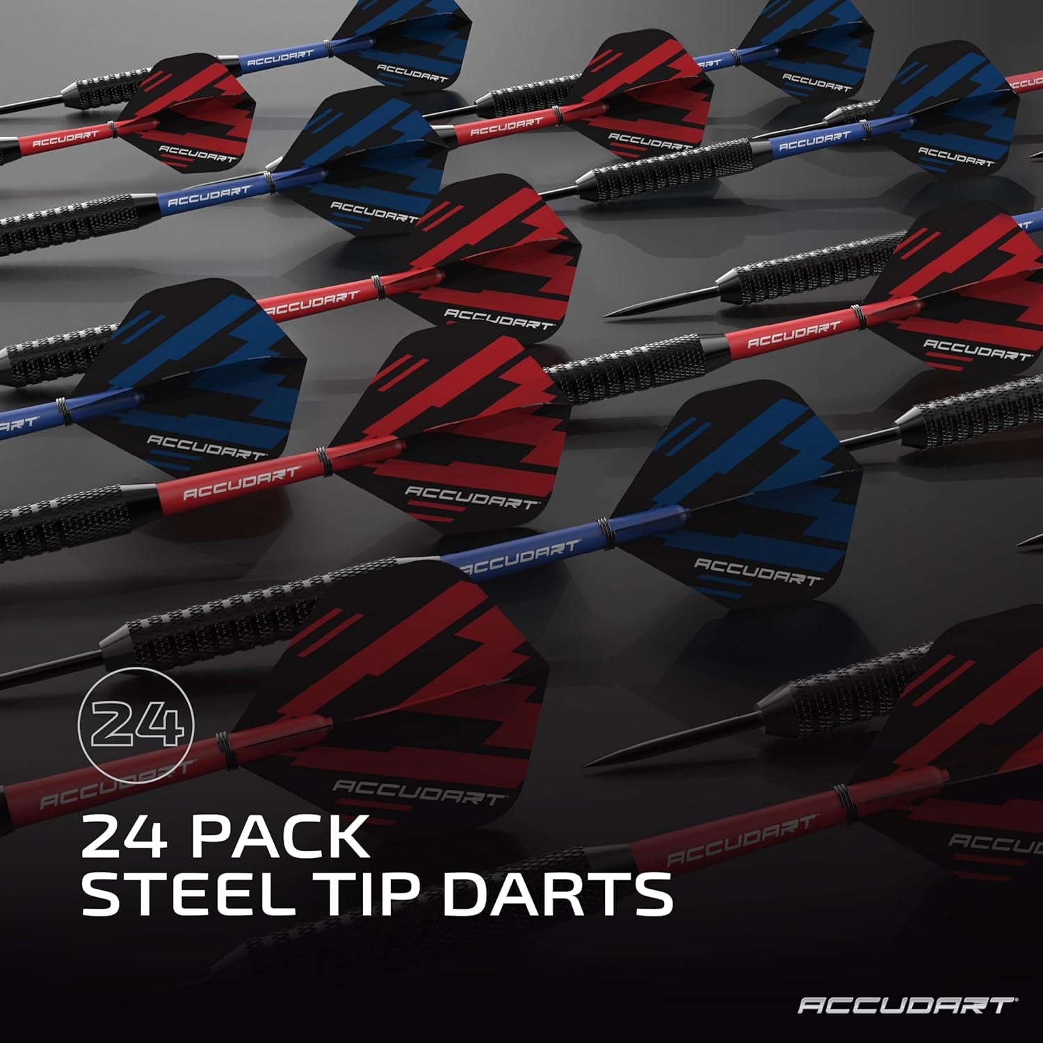 24Pk Steel Tip Dart Multi-Pack - Onyx Coated Steel Tip Barrel - Polycarbonate Shafts - Standard Poly Flights