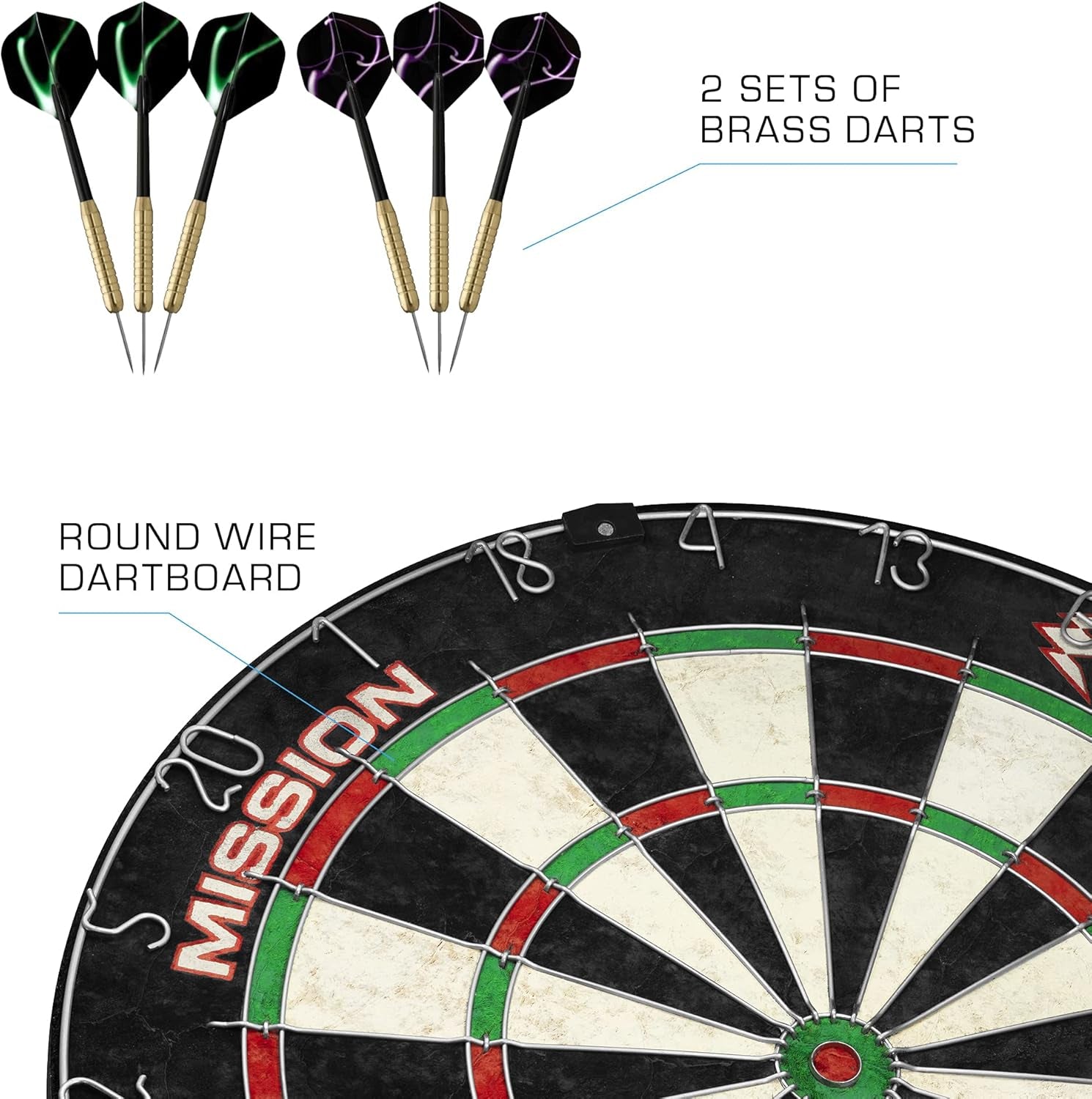 Home Centre | Complete Darts Package Including Apollo Dartboard with Cabinet, Easy Wipe Score Panels and 2 Sets of Darts, Black (CAB508)