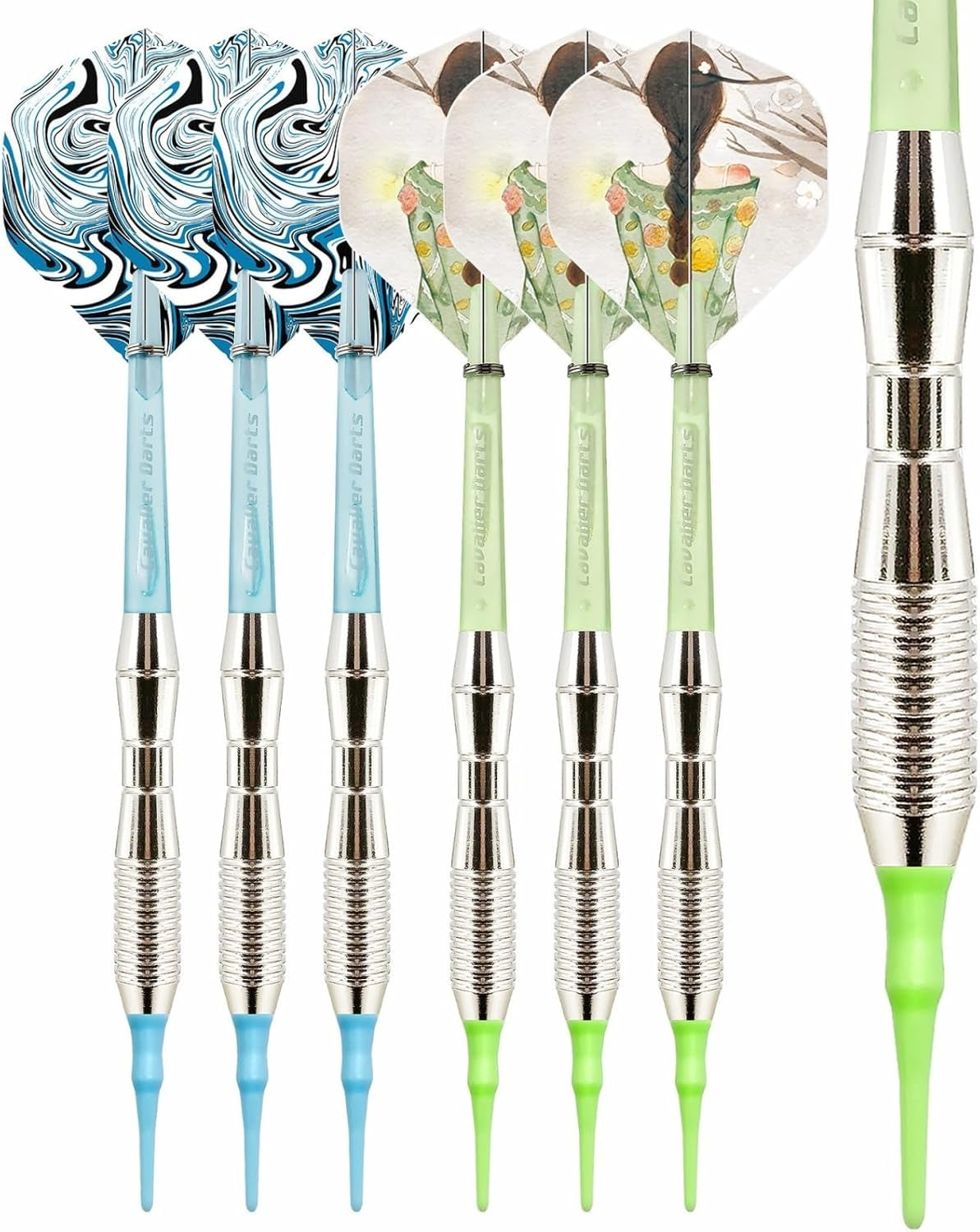 Professional Soft Tip Darts Set, Plastic Darts Tip Electronic Darts Metal Barrels,3 Pcs Set 17 Grams, for Electronic Dart Board(Green)