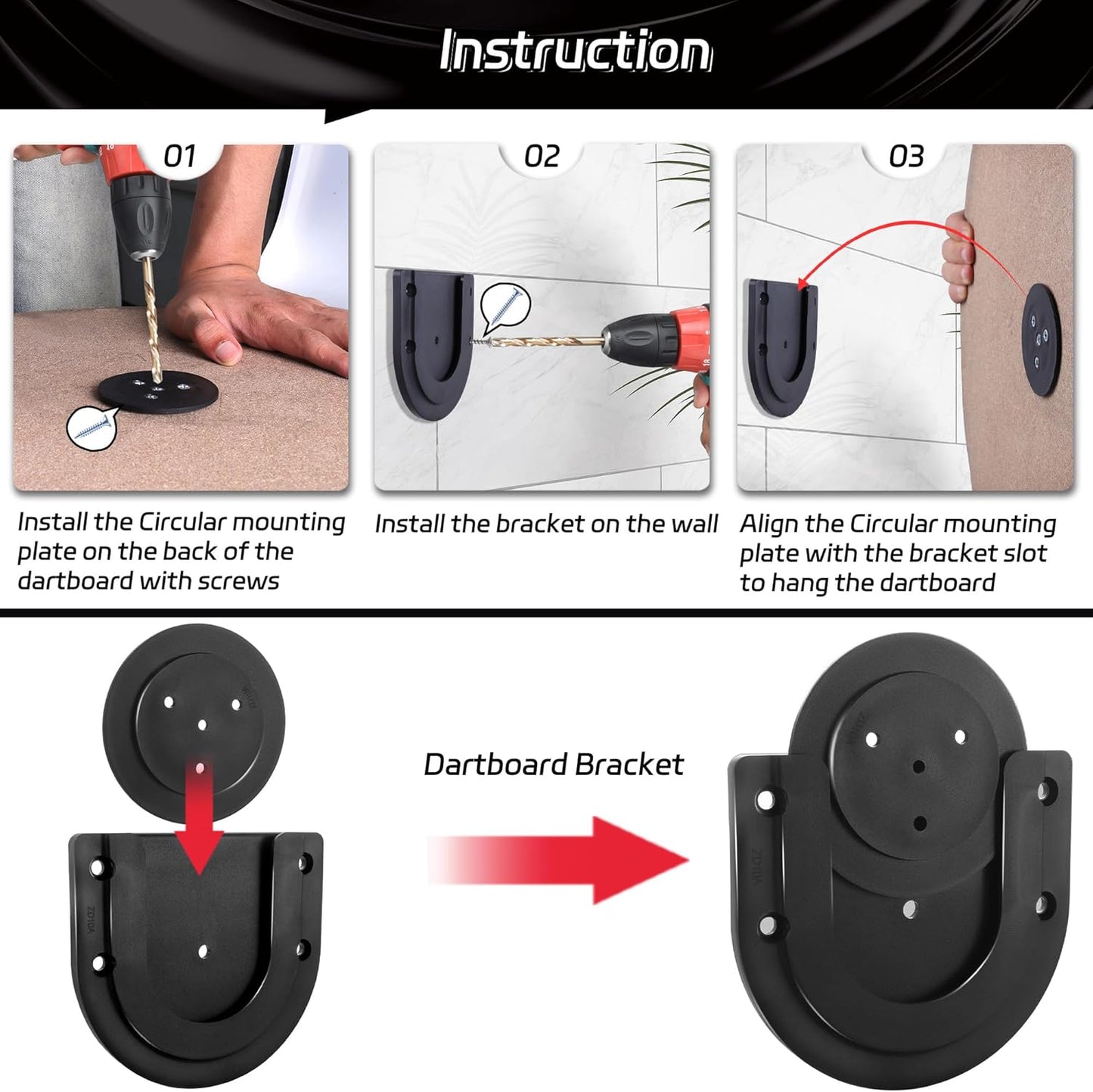 Dartboard Mounting Bracket,Dartboard Bracket Hanging Dartboards Professional,Black