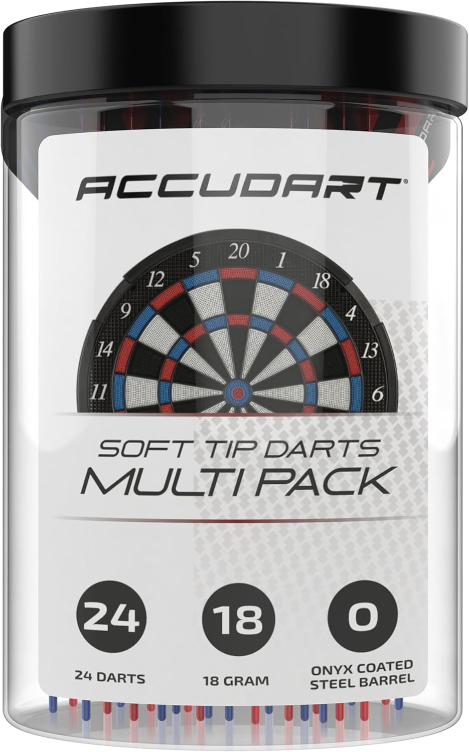 24Pk Soft Tip Dart Multi-Pack - Onyx Coated Soft Tip Barrel - Polycarbonate Shafts - Standard Poly Flights