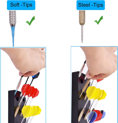 Dart Holder Wall Mount/Stand/Caddy/Display Rack Storage -Plastic -Hold 15 Steel or Soft Tip Darts W Screws -No Darts Included