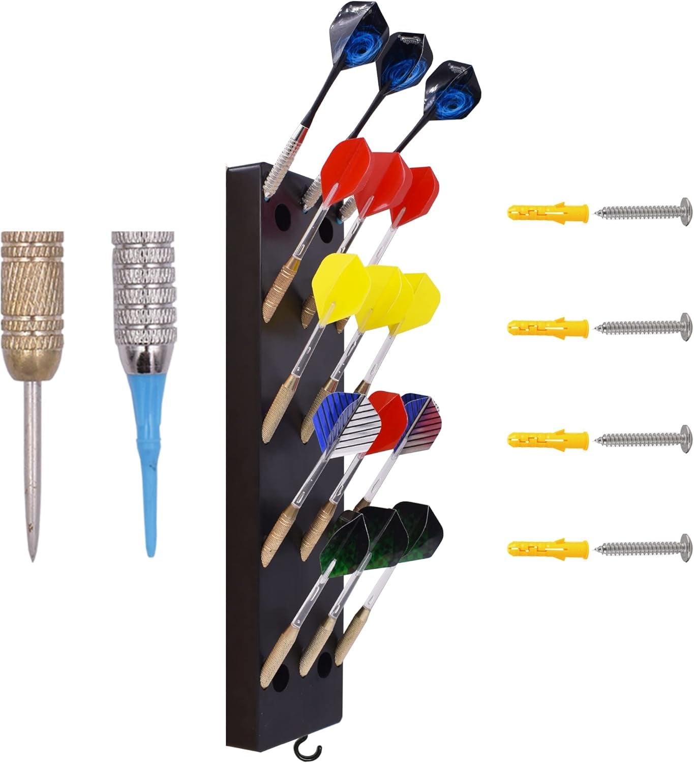 Dart Holder Wall Mount/Stand/Caddy/Display Rack Storage -Plastic -Hold 15 Steel or Soft Tip Darts W Screws -No Darts Included