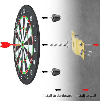 1Set Gold Metal Dartboard Hanger, Portable-Dartboard Mounting Bracket Kit, Dart Board Bracket Hanging Dartboards with Screws, Nails and Stabilisers Dart