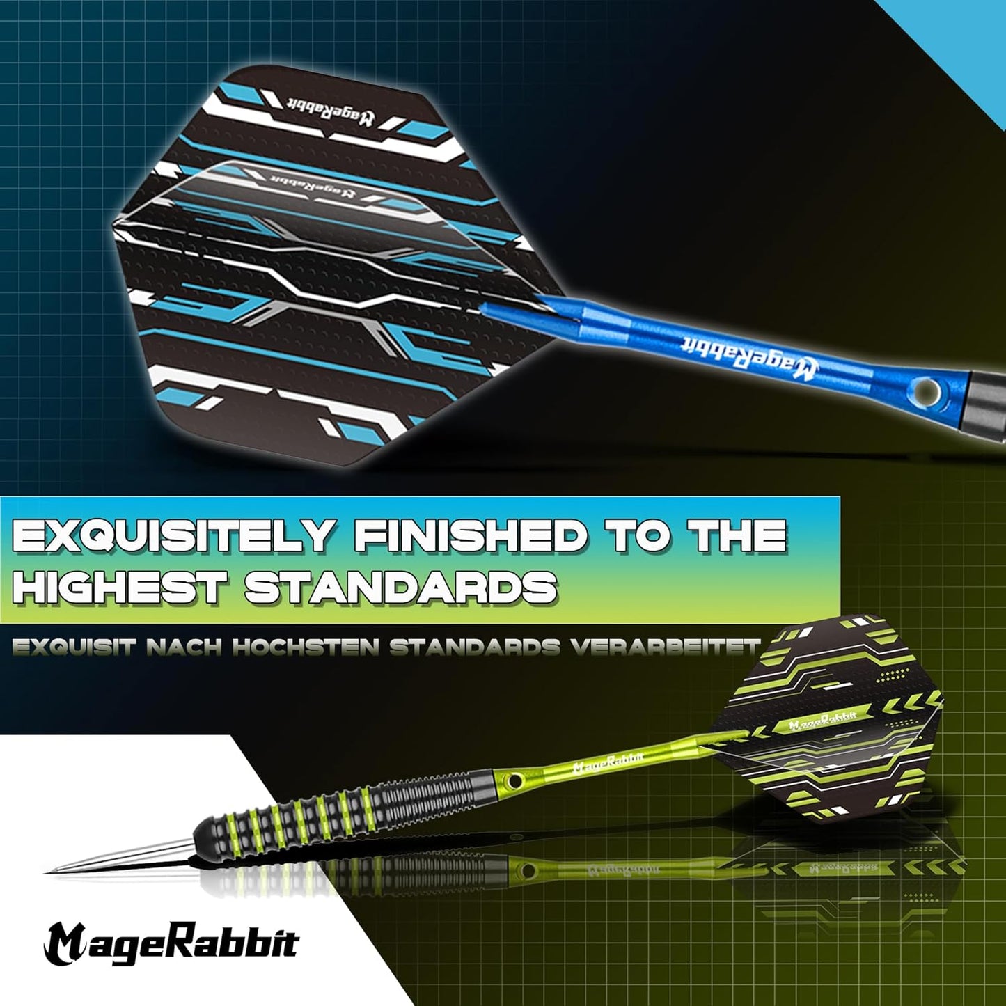 Professional Metal Tip Darts 6Pcs 22G, Tournament-Grade Steel Tip Darts with Extra16 Dart Flights, 8 Shafts & Sharpener ，Complete Dart Accessories Kit for League Play