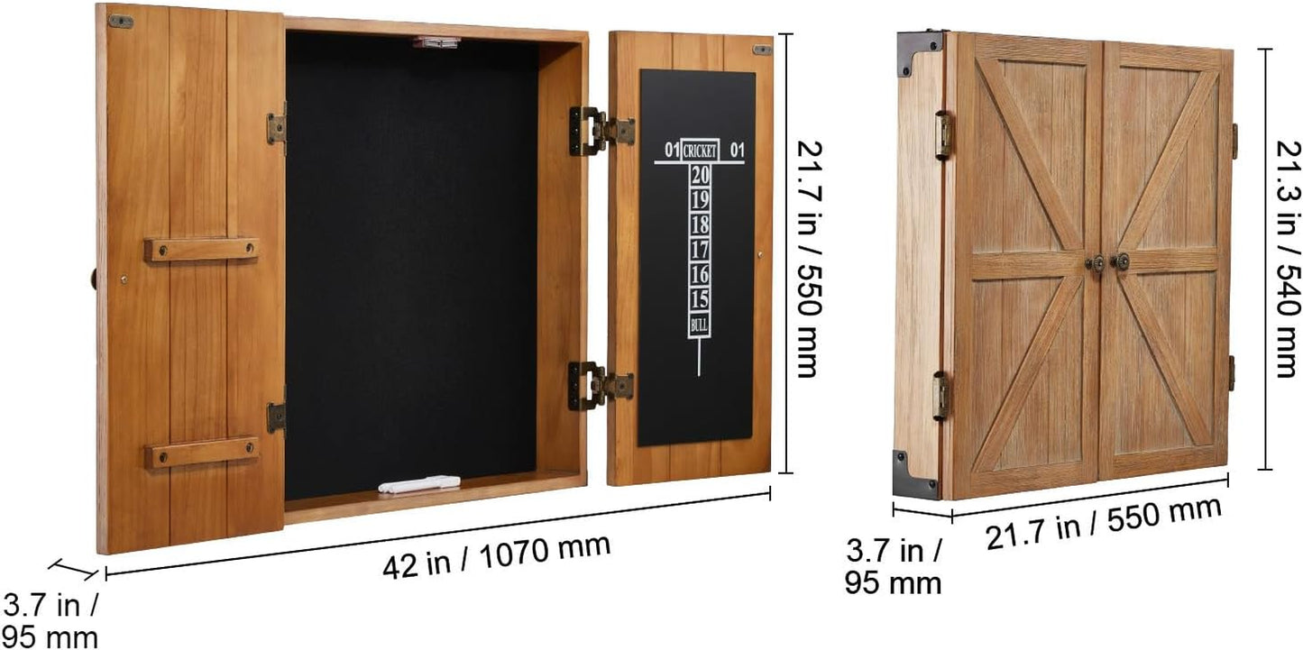Dartboard Cabinet, Solid Wood Dartboard Cabinet Set, Official Size Hideaway Cabinet with Socreboard and Accessories, Features Easy Assembly, Idea for Cricket Games (Dartboard Not Included)