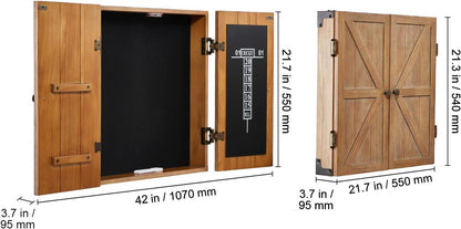 Dartboard Cabinet, Solid Wood Dartboard Cabinet Set, Official Size Hideaway Cabinet with Socreboard and Accessories, Features Easy Assembly, Idea for Cricket Games (Dartboard Not Included)