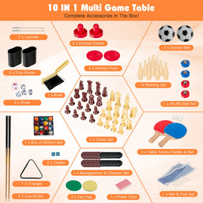 10-In-1 Multi Combo Game Table Set for Home
