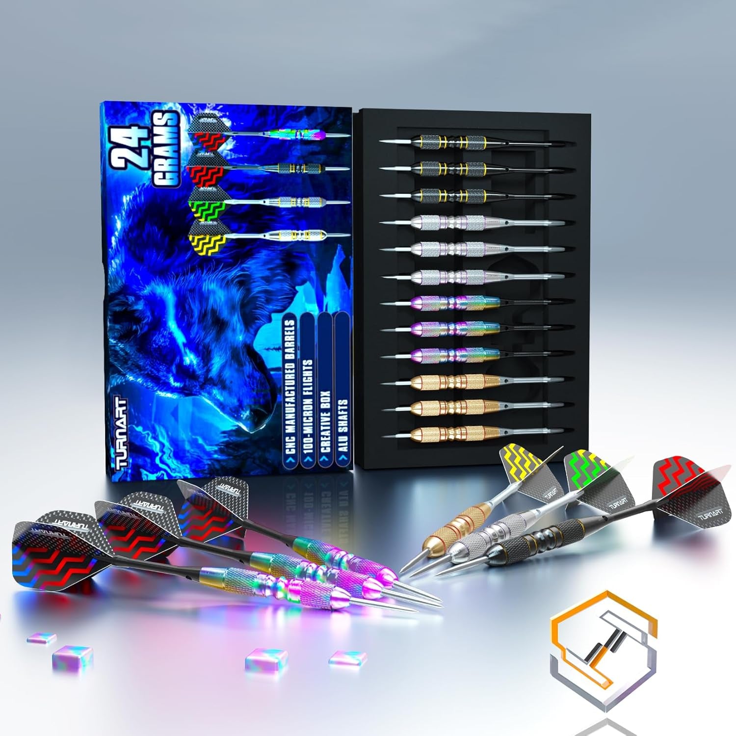 Turnart Darts Metal Tip Set - Steel Tip Darts Darts Set Professional Metal Darts