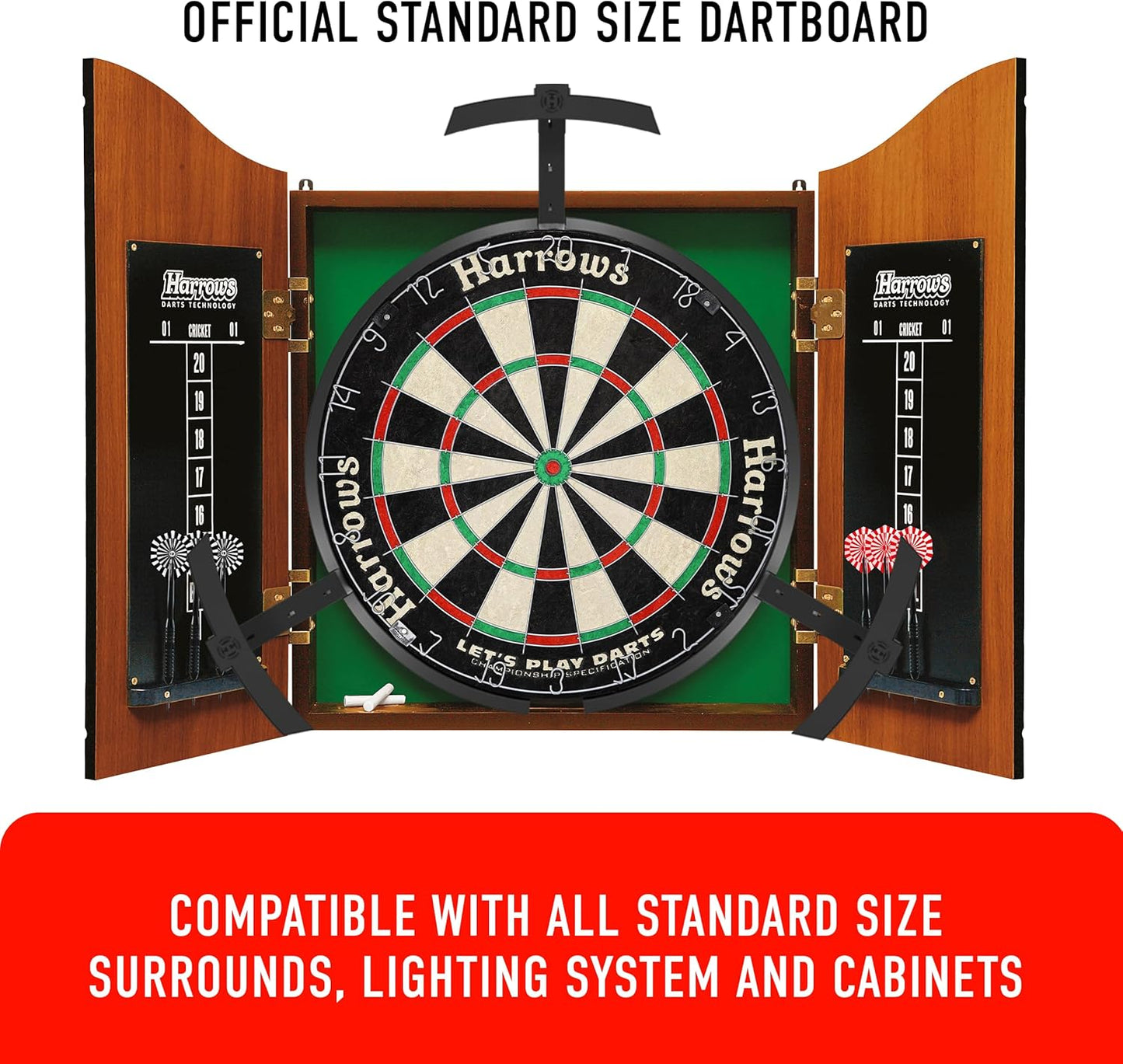 Dart Board Let’S Play Set, Dartboard Official Size I Darts Board with 6 Darts I Compatible with Dart Board Stand, Dart Board Lighting, Dartboard Cabinet I 6 Darts Set with Board