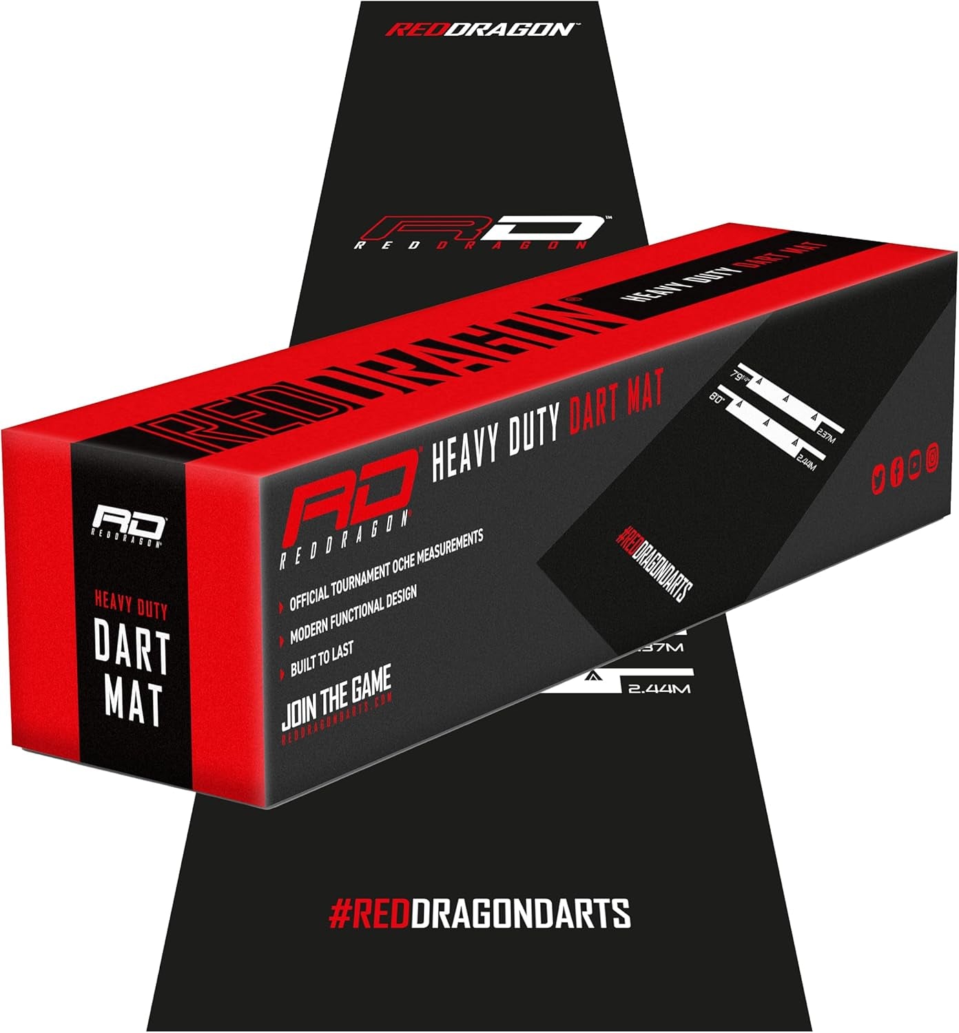 Dart Mat with Throw Line - Non-Slip Rubber Dart Board Floor Mat