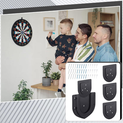 3 Sets Dart Board Mounting Bracket Dartboard Stand Holder Backing Accessories Portable Professional U Shaped Dart Board Wall Protectors with Screws Hanging Hardware