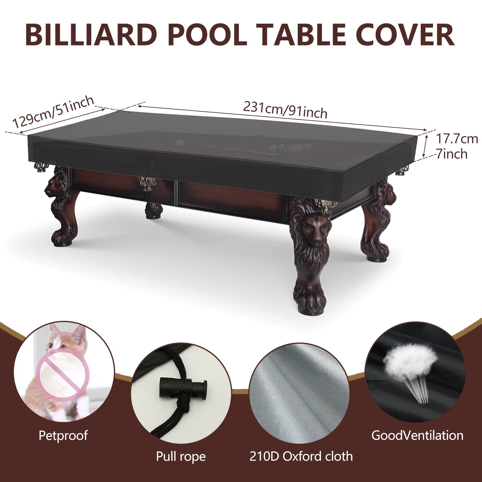 Ping Pong Table Cover Premium Heavy Duty Waterproof Cover Pool Table Cover for Outdoor Indoor Foldable Table Tennis Tables