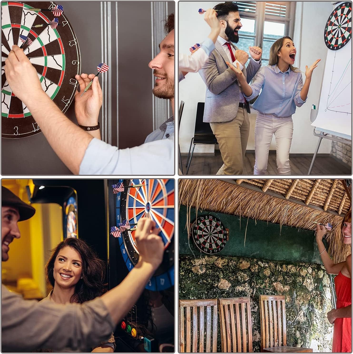 Steel Tip Darts, Professional Metal Darts with National Flag Flights (4 Styles) - Dart Metal Tip Set, 12 Pcs Metal Dart, Darts for Dartboard with 3 Free PVC Dart Rods