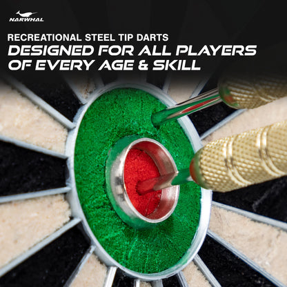 Recreational Steel Tip Dart Set for Bristle Dartboards, 15G, 5.6 In. 6 Pack for 2 Players