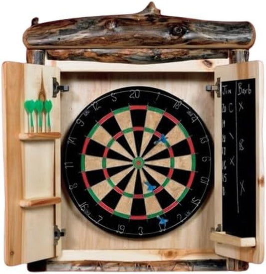 Rustic Solid Aspen Log Trim Dartboard Cabinet, Durable & Stylish Storage for Dartboards