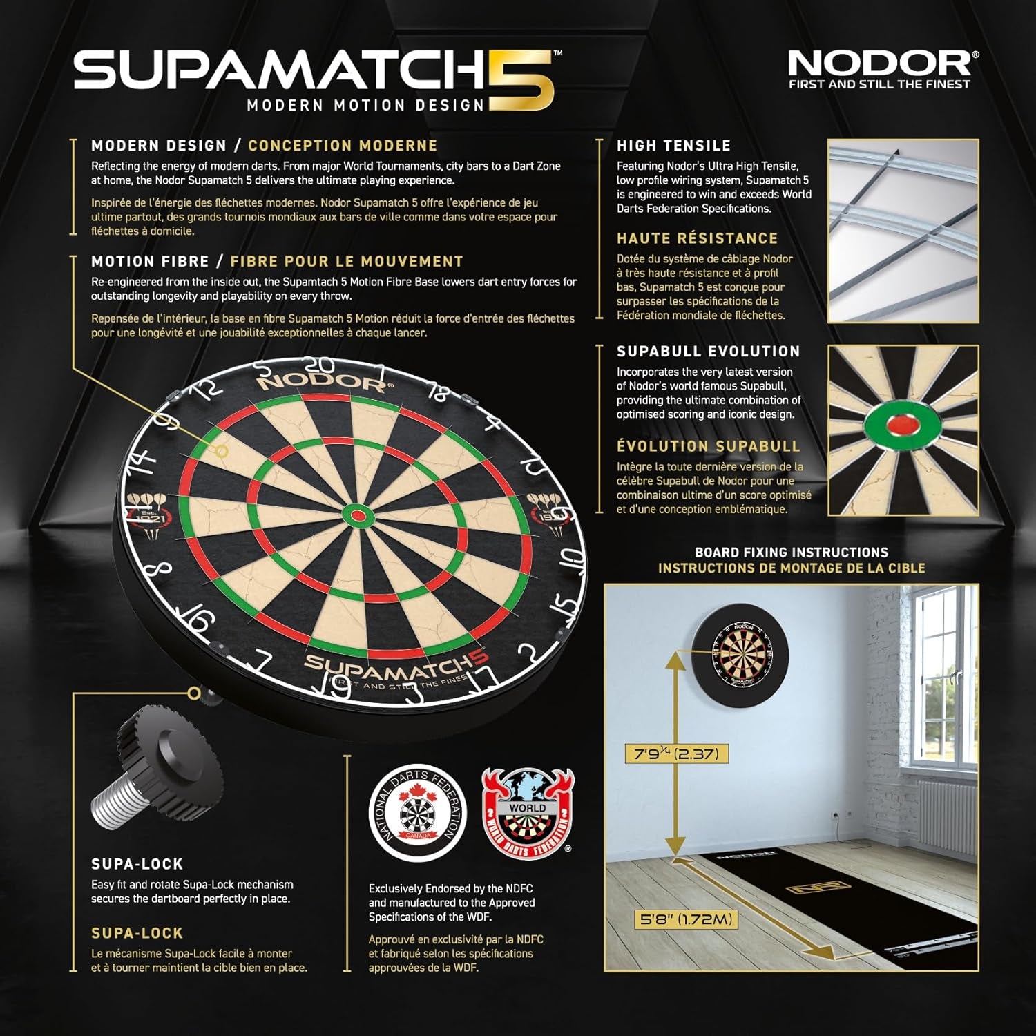 Professional Bristle Dartboards - Supamatch 5, Supawire 2 and Supabull 2