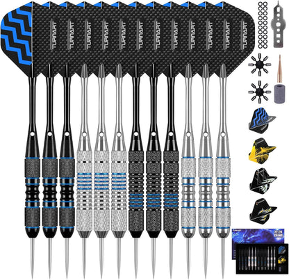Turnart Darts Metal Tip Set - Steel Tip Darts Darts Set Professional Metal Darts