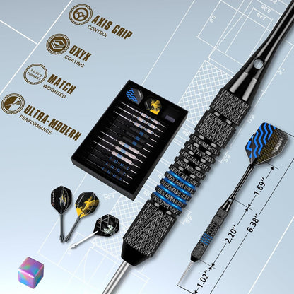 Turnart Darts Metal Tip Set - Steel Tip Darts Darts Set Professional Metal Darts