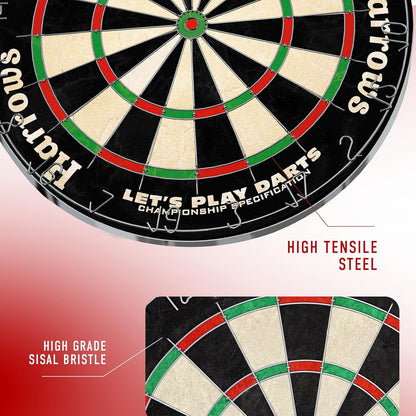 Dart Board Let’S Play Set, Dartboard Official Size I Darts Board with 6 Darts I Compatible with Dart Board Stand, Dart Board Lighting, Dartboard Cabinet I 6 Darts Set with Board