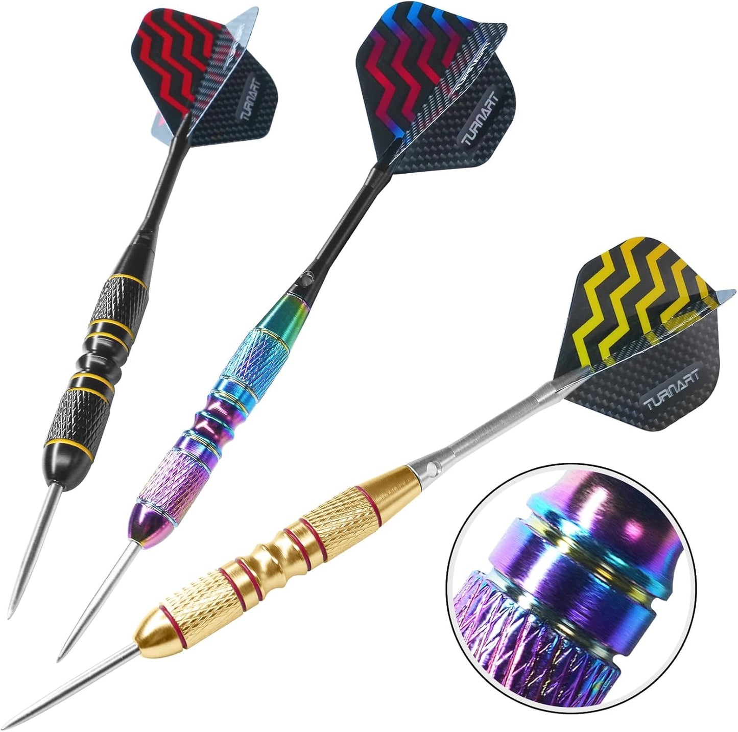 Turnart Darts Metal Tip Set - Steel Tip Darts Darts Set Professional Metal Darts