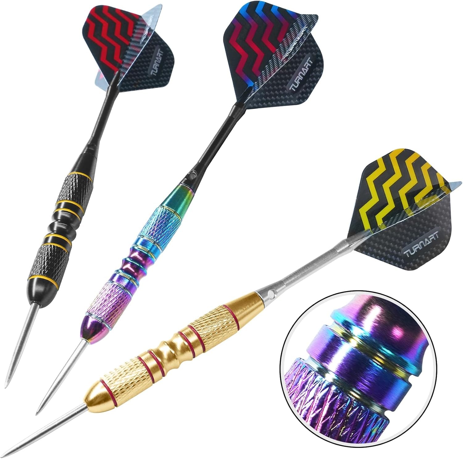Turnart Darts Metal Tip Set - Steel Tip Darts Darts Set Professional Metal Darts
