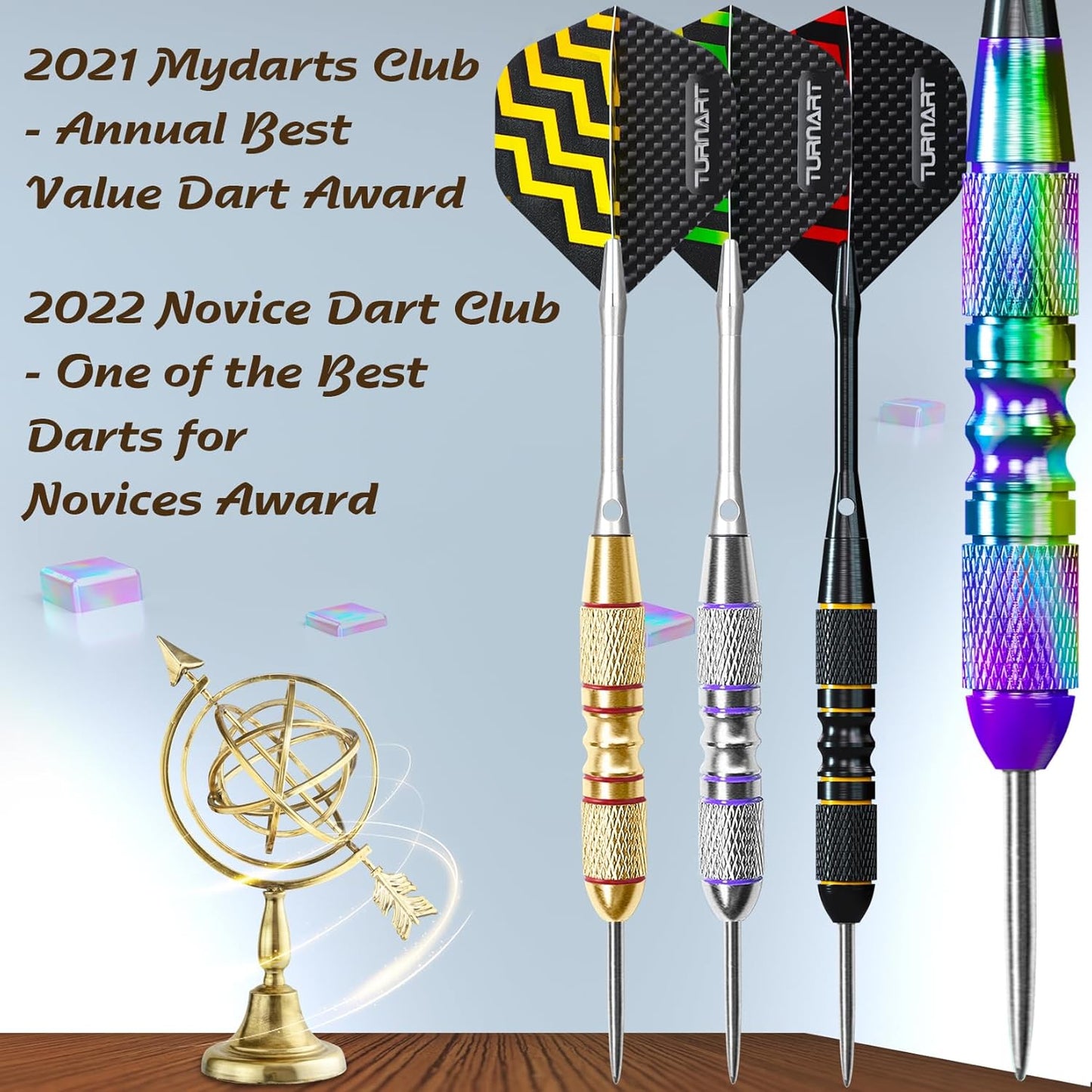 Turnart Darts Metal Tip Set - Steel Tip Darts Darts Set Professional Metal Darts