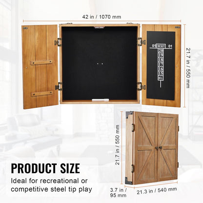 Dartboard Cabinet, Solid Wood Dartboard Cabinet Set, Official Size Hideaway Cabinet with Socreboard and Accessories, Features Easy Assembly, Idea for Cricket Games (Dartboard Not Included)
