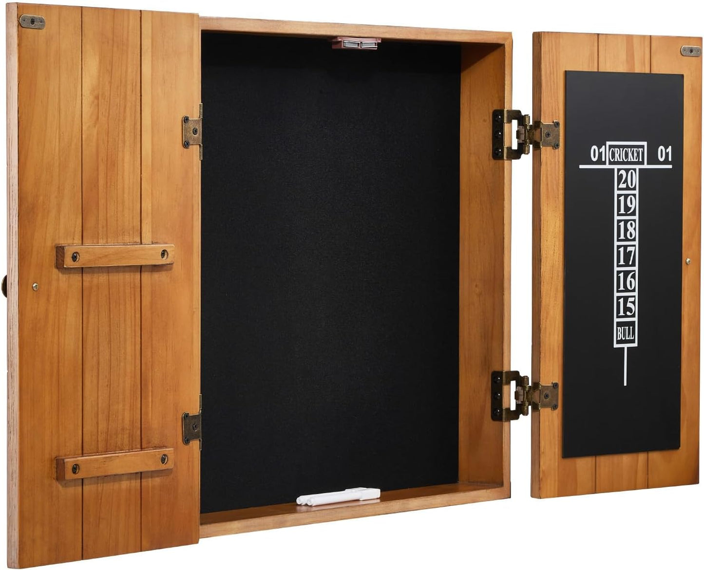 Dartboard Cabinet, Solid Wood Dartboard Cabinet Set, Official Size Hideaway Cabinet with Socreboard and Accessories, Features Easy Assembly, Idea for Cricket Games (Dartboard Not Included)