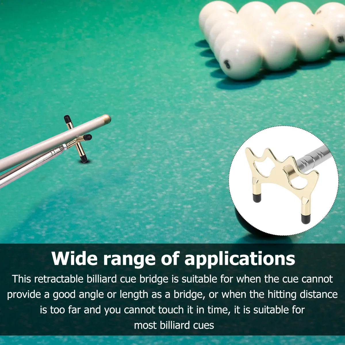 Retractable Billiard Bridge Stick Pool Table Billiards Cue Bridge Stick with Replaceable Bridge Head 12.8-60" Expandable Pool